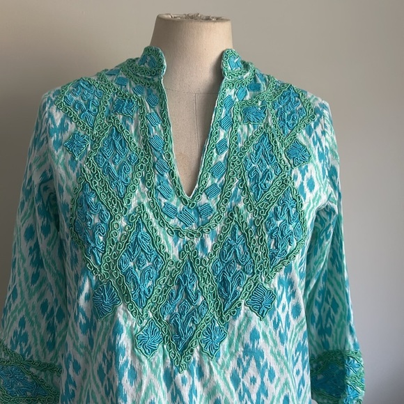 Gretchen Scott Relaxed Cotton Embroidered Tunic with Mandarin Collar sz S - Picture 6 of 6